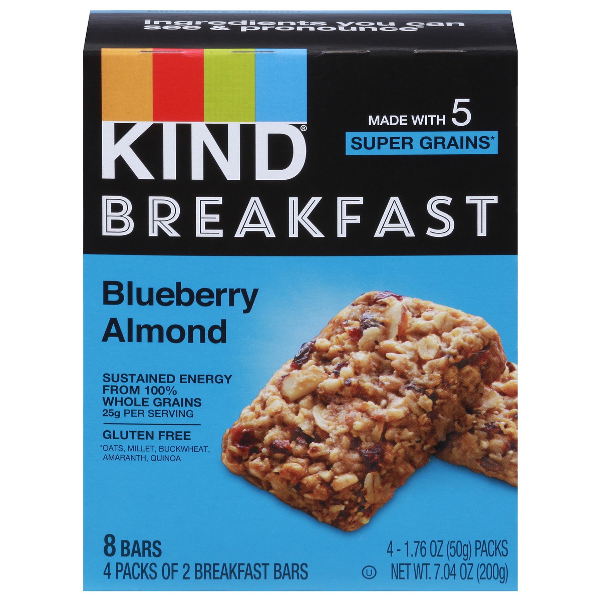 slide 8 of 13, KIND Breakfast Bars, Blueberry Almond, 7.04 oz