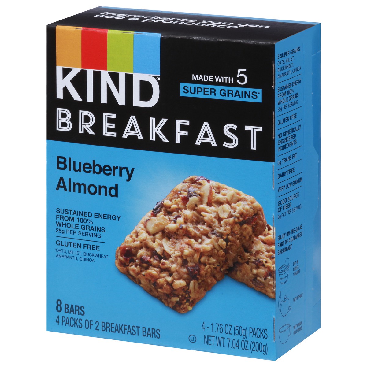 slide 11 of 13, KIND Breakfast Bars, Blueberry Almond, 7.04 oz