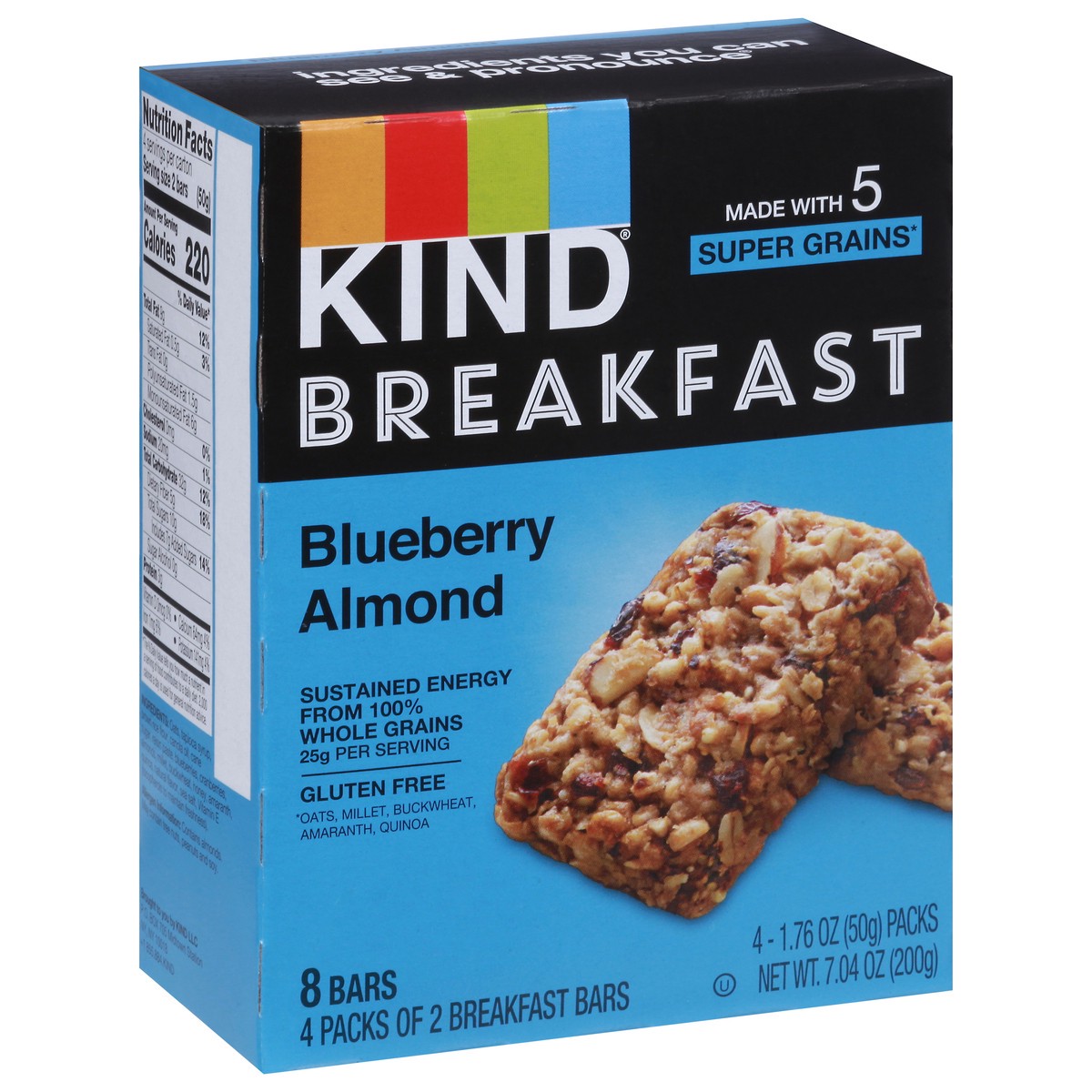 slide 5 of 13, KIND Breakfast Bars, Blueberry Almond, 7.04 oz