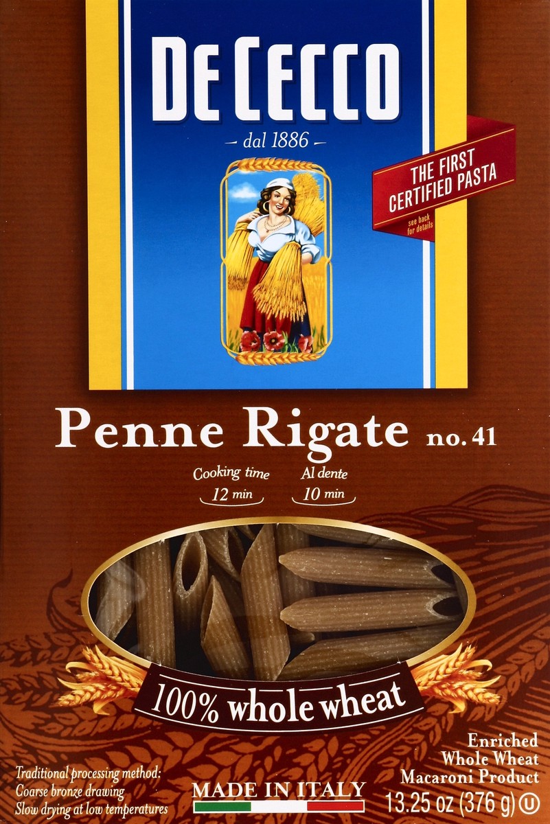 slide 3 of 4, De Cecco No. 41 Whole Wheat Penne Rigate 13.25 oz, 13.25 oz