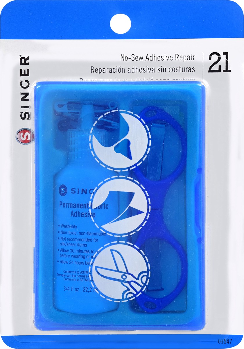 slide 3 of 6, SINGER No-Sew Adhesive Clothing Repair Sewing Kit, 21 pcs, 21 ct