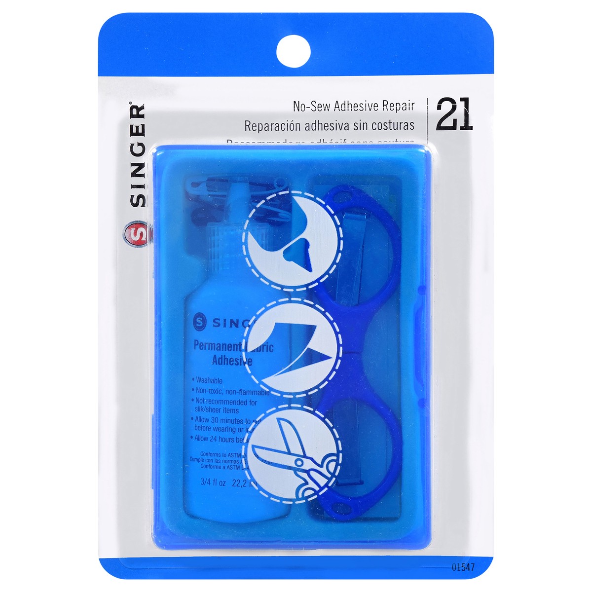 slide 5 of 6, SINGER No-Sew Adhesive Clothing Repair Sewing Kit, 21 pcs, 21 ct