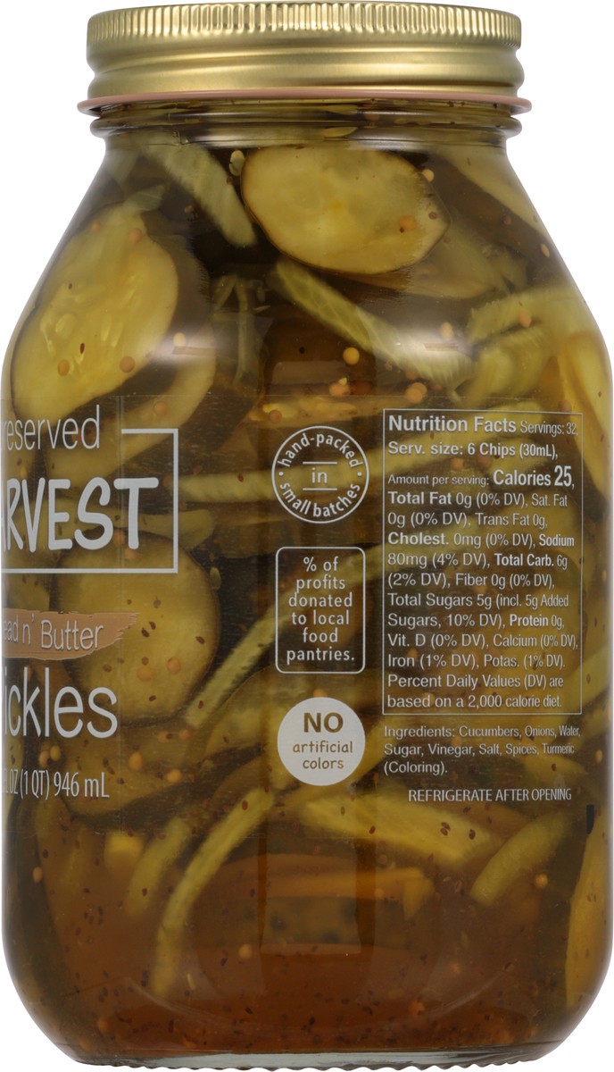 slide 6 of 9, Preserved Harvest Pickles Bread And Butter, 32 oz