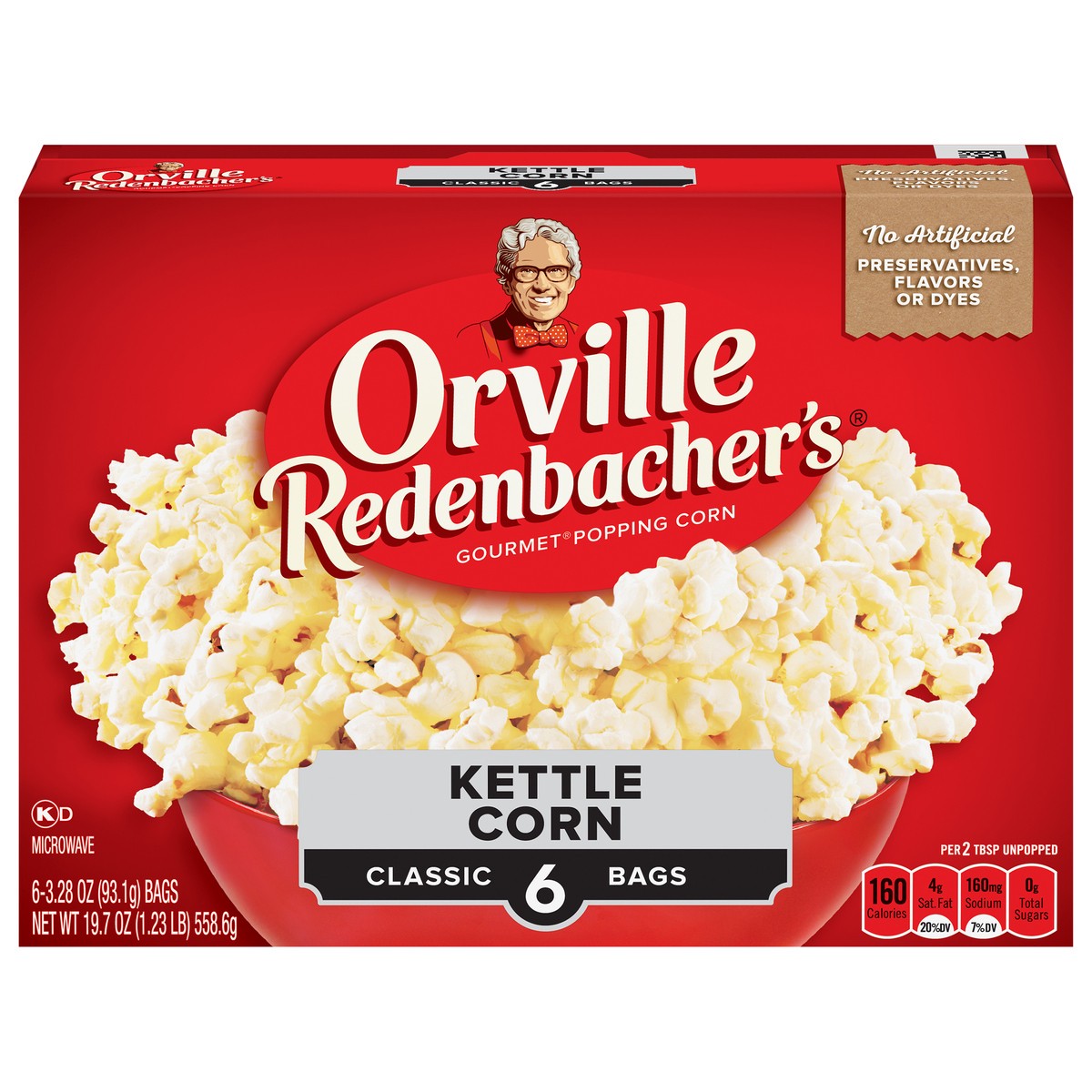 slide 1 of 5, Orville Redenbacher's Classic Bags Gourmet Kettle Corn Popping Corn Bag 6 - 3.28 oz Bags, 6 ct