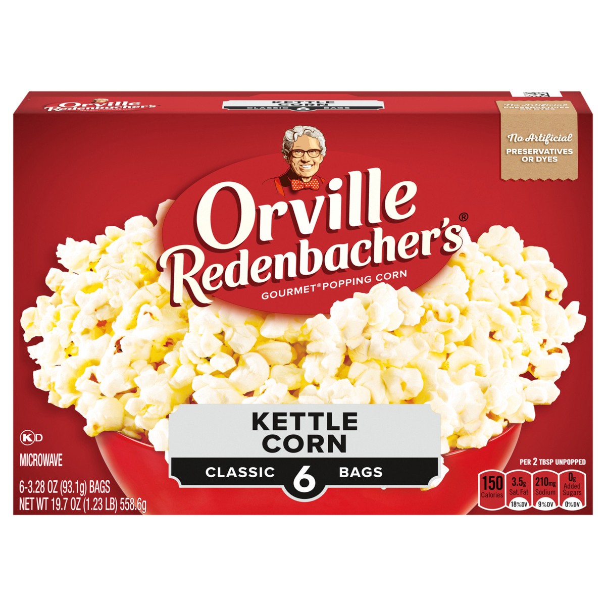slide 1 of 5, Orville Redenbacher's Microwave Popcorn, Kettle Corn, 3.3 oz., 6-Count, 6 ct