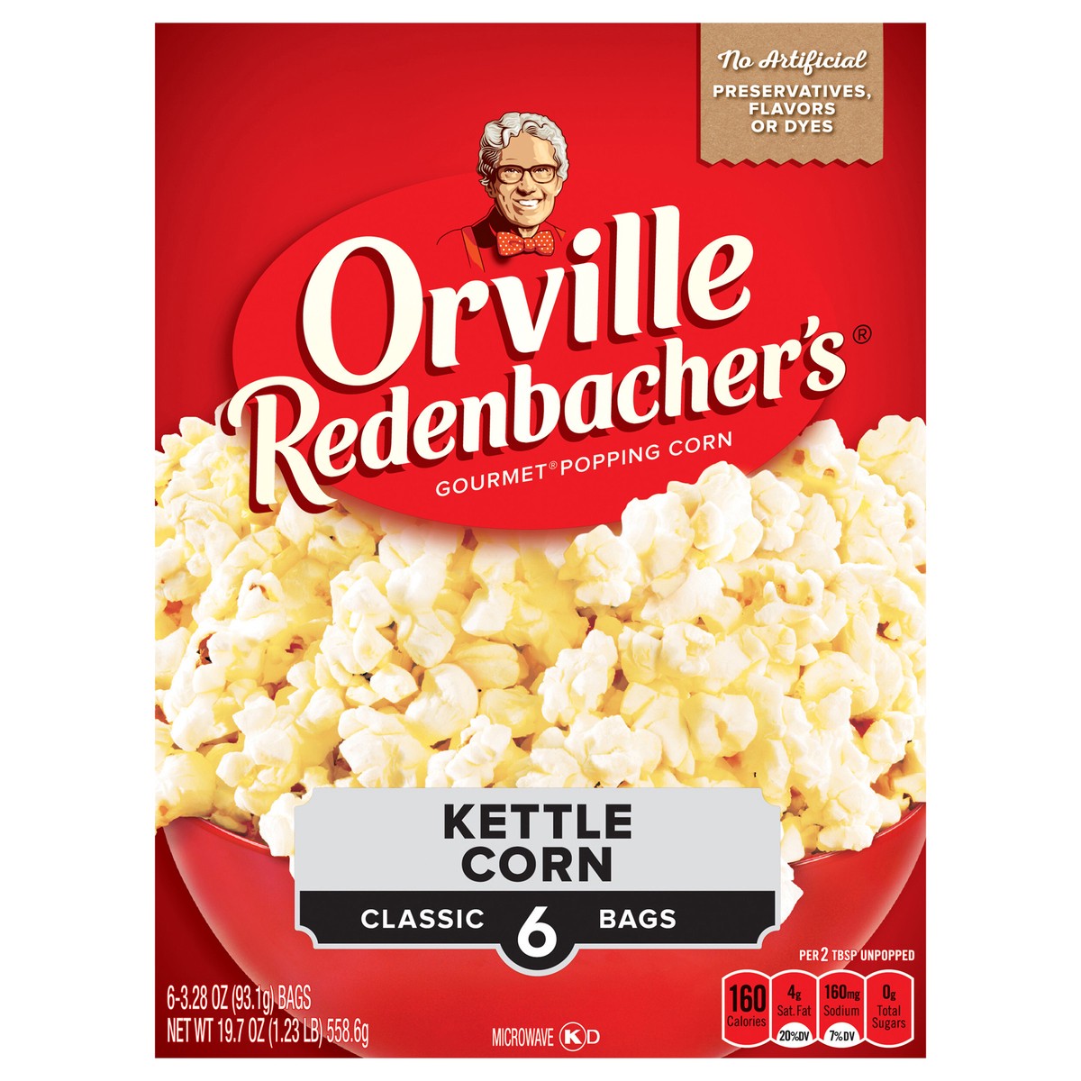 slide 1 of 5, Orville Redenbacher's Kettle Corn Microwave Popcorn, 3.28 oz. Classic Bag, 6 Count, 6 ct