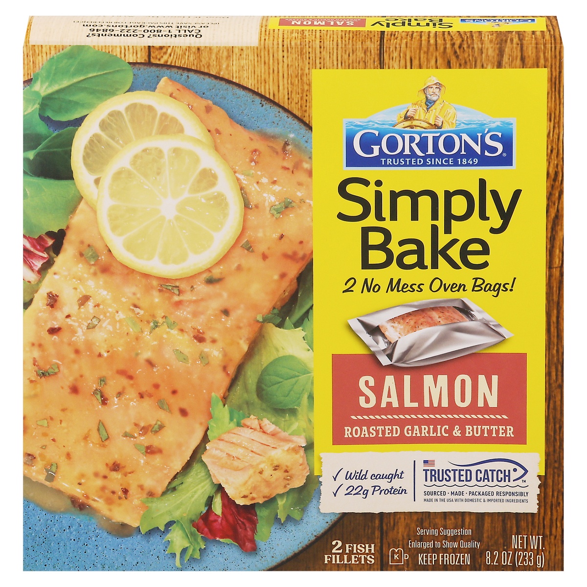 slide 1 of 3, Gorton's Simply Bake Garlic & Butter Salmon Fillets, 2 ct 4.1 oz