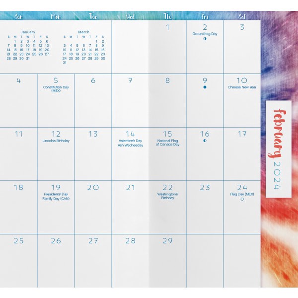 slide 8 of 8, 2024-2025 Dateworks 2-Year Monthly Pocket Planner, 3-1/2"" X 6-1/2"", Tie Dye, January 2024 To December 2025, 1 ct