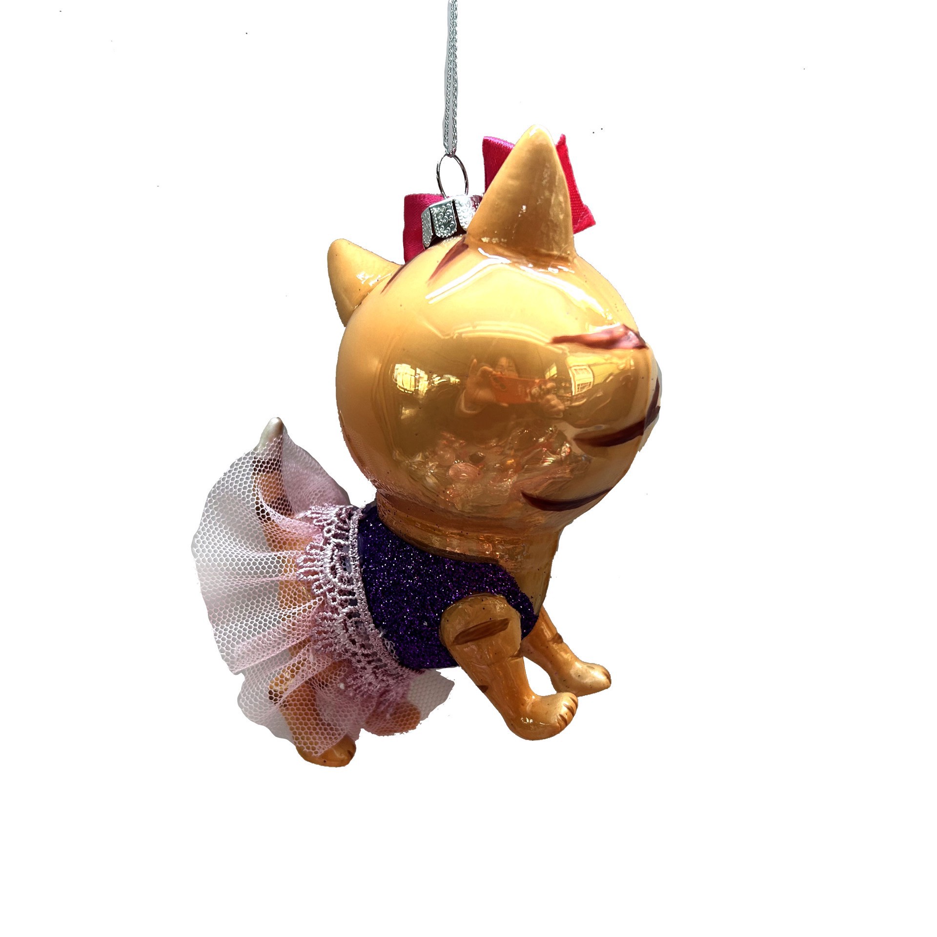 slide 3 of 3, 4" Ballerina Cat Glass Ornament By Ashland, 4 in