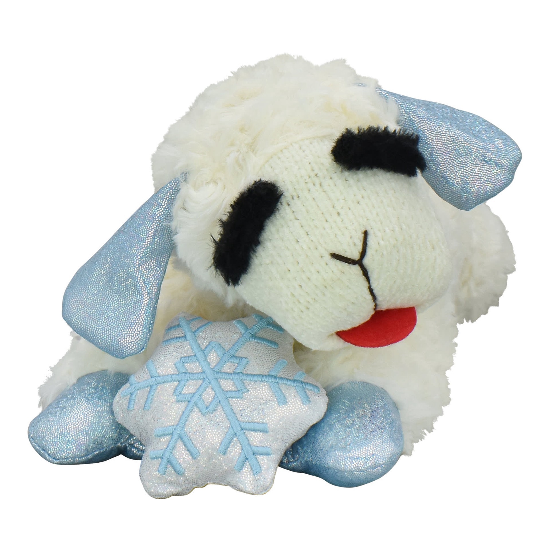 slide 1 of 1, Multipet International Holiday Lamb Chop Holding a Snowflake Dog Toy, 10.5" L, Large, LG