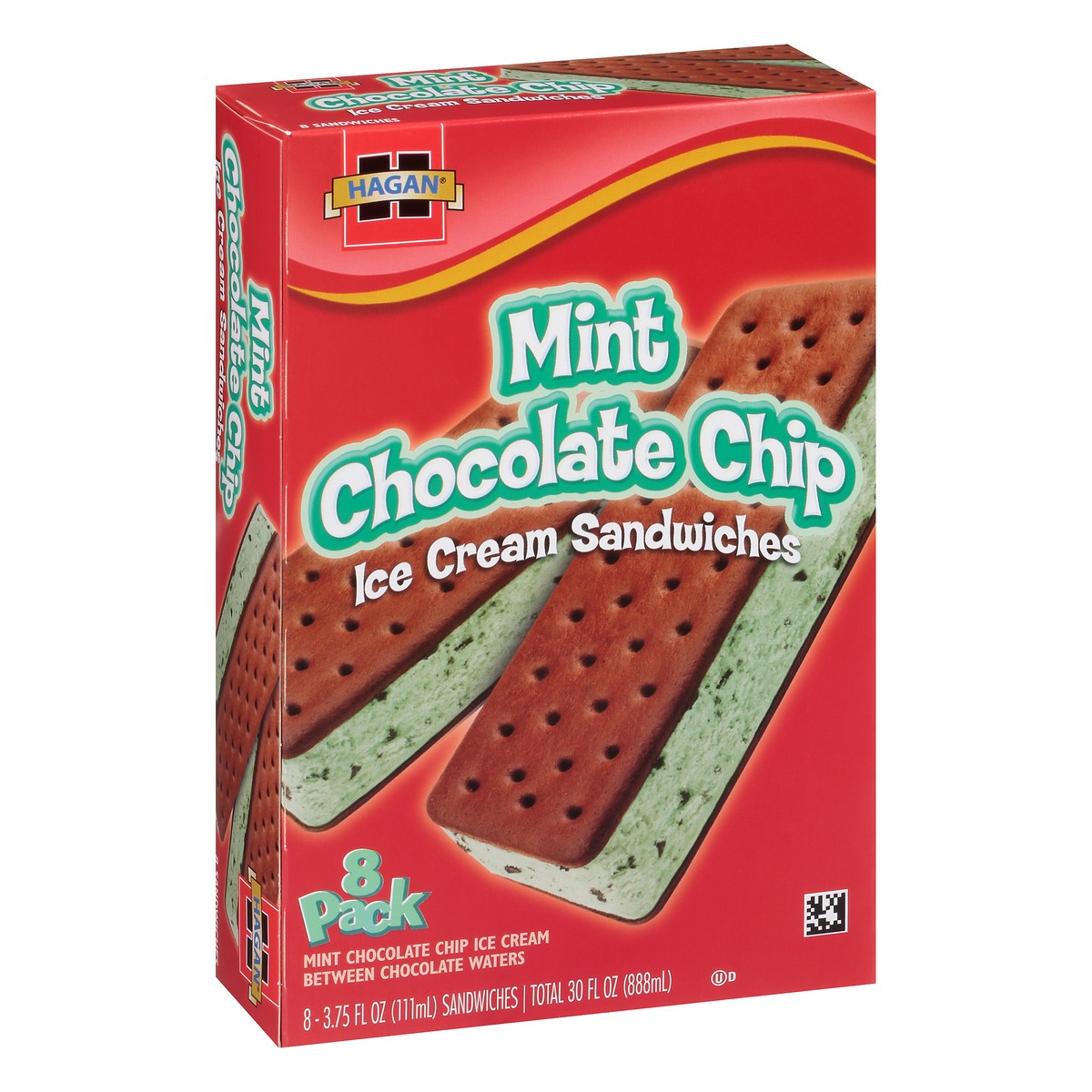 slide 5 of 10, Hagan Mint Chocolate Chip Ice Cream Sandwiches 8 ct Box, 30 fl oz