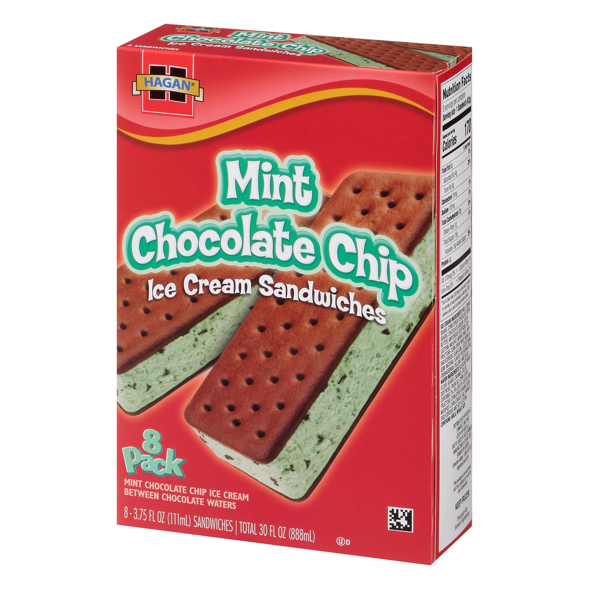 slide 3 of 10, Hagan Mint Chocolate Chip Ice Cream Sandwiches 8 ct Box, 30 fl oz