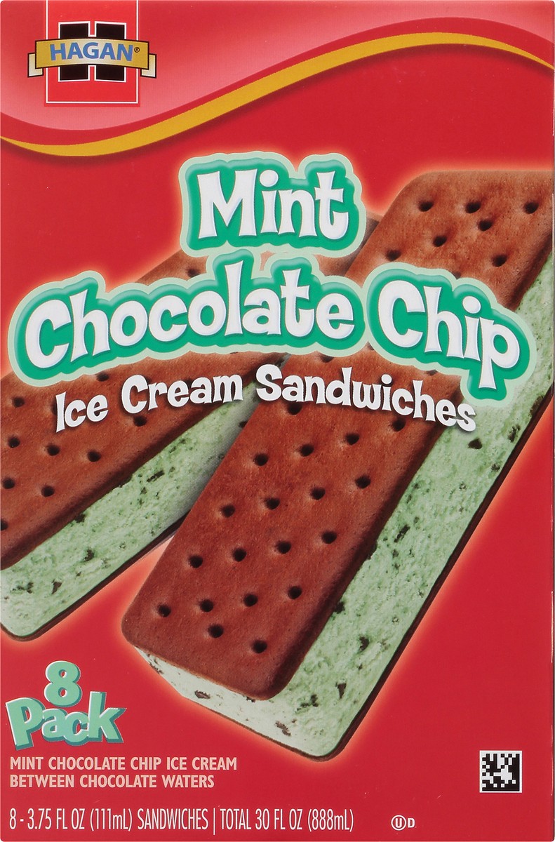 slide 6 of 10, Hagan Mint Chocolate Chip Ice Cream Sandwiches 8 ct Box, 30 fl oz