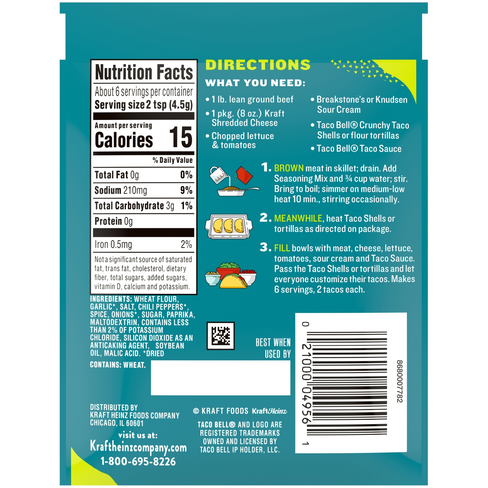 Taco Bell Reduced Sodium Taco Seasoning Mix with 25 Less Sodium 1 oz