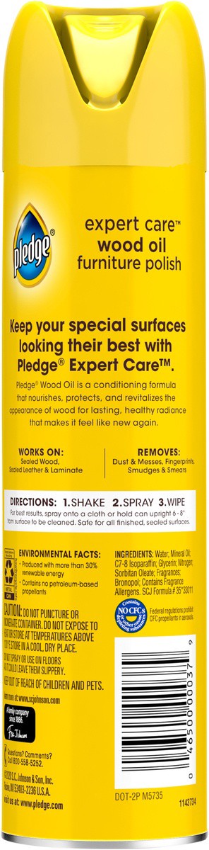 slide 2 of 5, Pledge Wood Oil, Expert Care™, Aerosol, Amber & Argan Scent, 9.7 oz., 9.7 oz