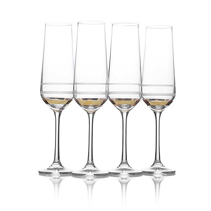 slide 1 of 2, Mikasa Lux Flute Glasses - Gold, 4 ct