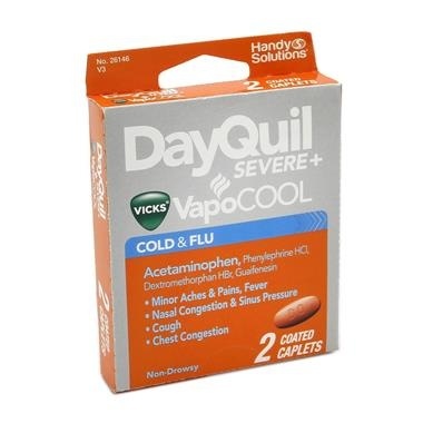 slide 1 of 1, DayQuil Severe+VapoCool Cold & Flu Caplets, 2 ct