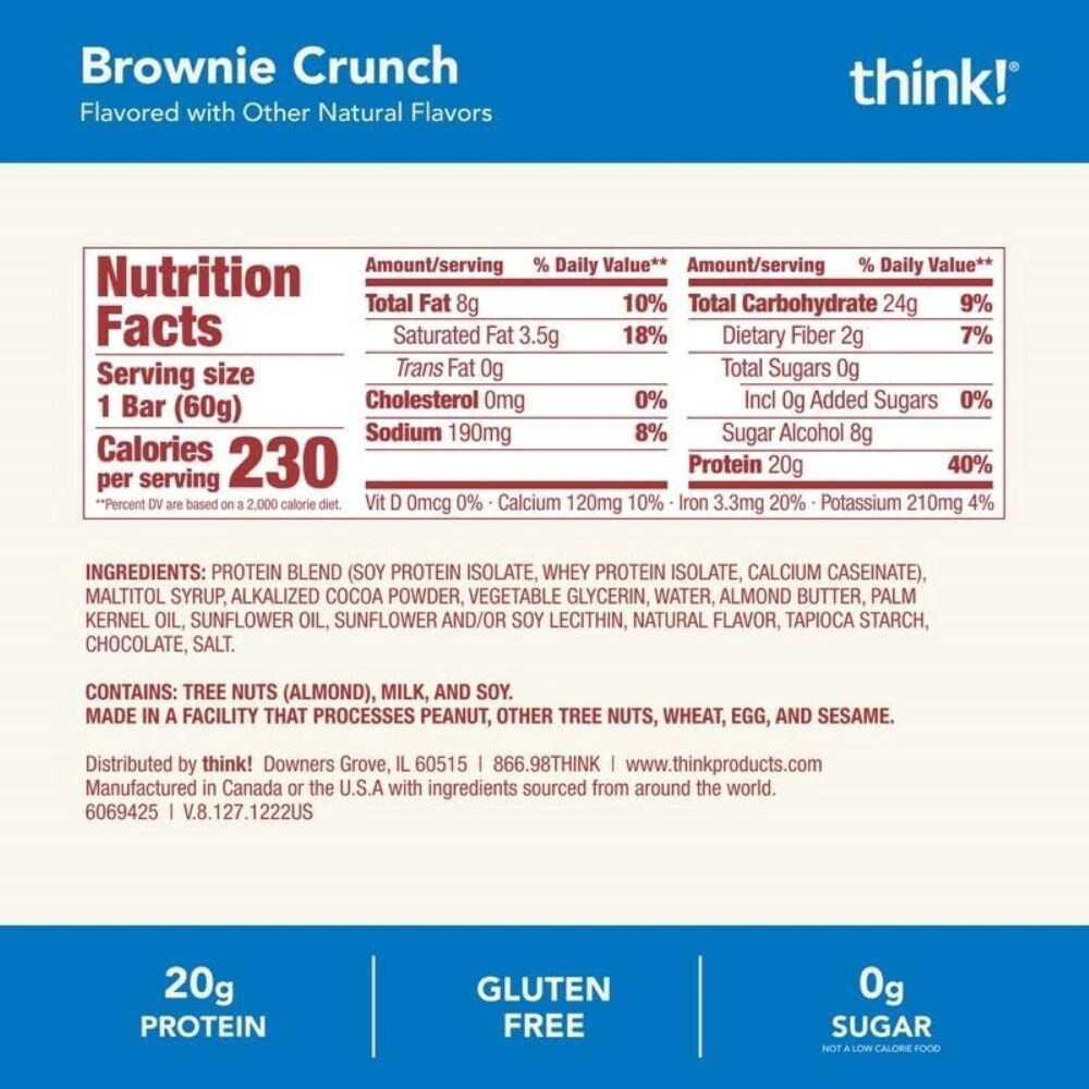 slide 4 of 6, Think! Gluten Free Brownie Crunch High Protein Bars, 12 ct; 2.1 oz