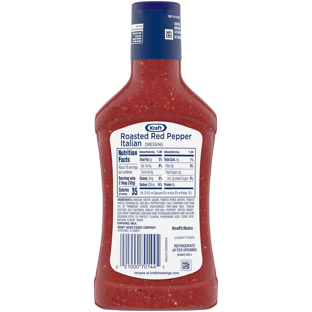 slide 5 of 9, Kraft Roasted Red Pepper Italian Salad Dressing, 16 fl oz Bottle, 16 fl oz