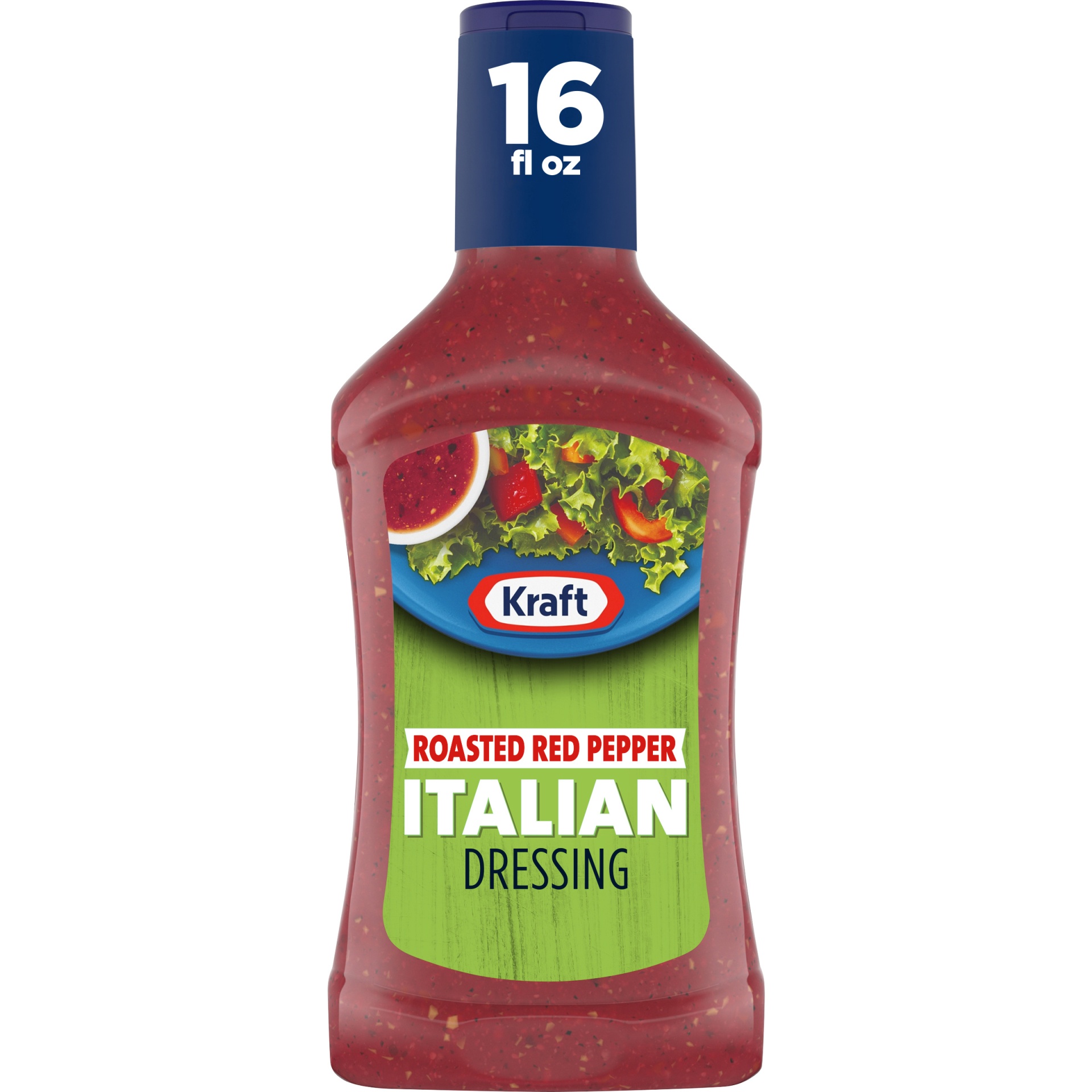 slide 1 of 6, Kraft Roasted Red Pepper Italian Salad Dressing Bottle, 16 fl oz