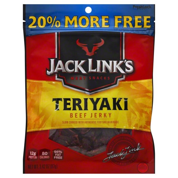 slide 1 of 1, Jack Link's 20% More Beef Jerky Teriyaki, 3.42 oz