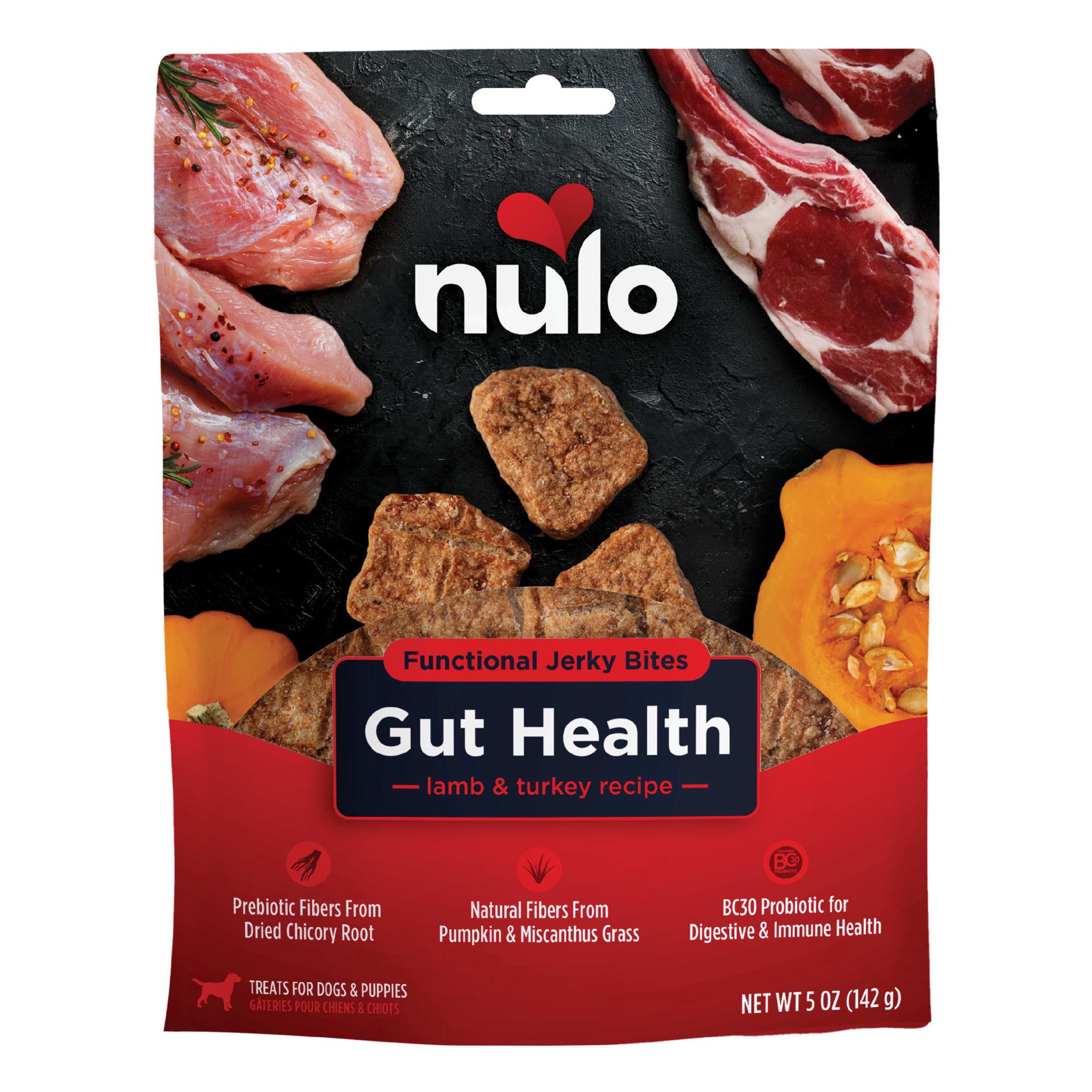 slide 1 of 1, Nulo Lamb & Turkey, Gut Health Functional Jerky Dog Treats, Grain-Free, 5 oz., 5 oz