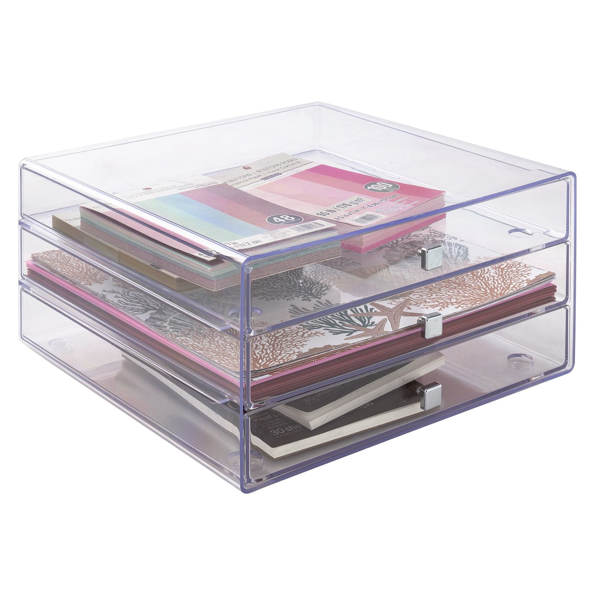 slide 4 of 6, Clear 3-Drawer Organizer By Simply Tidy, 13.16 in x 13.32 in x 6.62 in