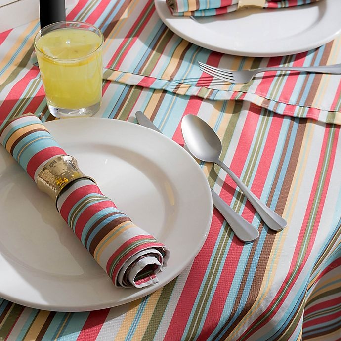 slide 2 of 4, Design Imports Summer Stripe Round Indoor/Outdoor Tablecloth with Umbrella Hole, 52 in