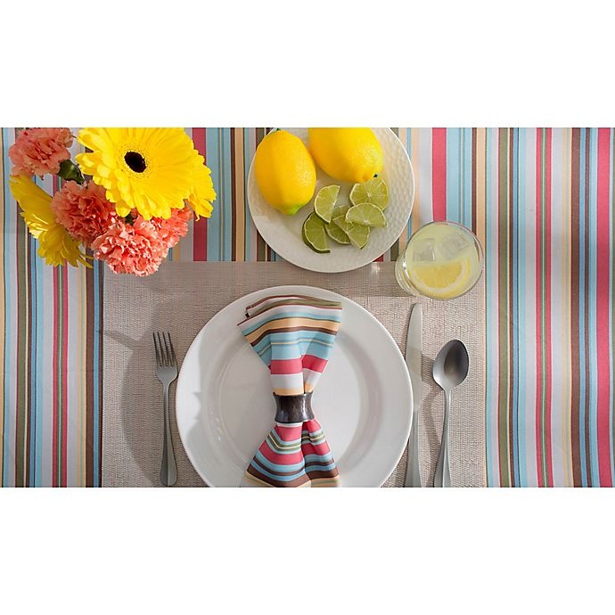 slide 4 of 4, Design Imports Summer Stripe Round Indoor/Outdoor Tablecloth with Umbrella Hole, 52 in