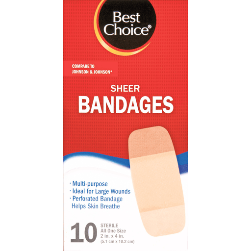 slide 1 of 1, Best Choice Sheer Extra Large Bandages, 10 ct