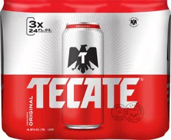 Tecate Original Mexican Lager Beer, 3 Pack, 24 fl oz Cans