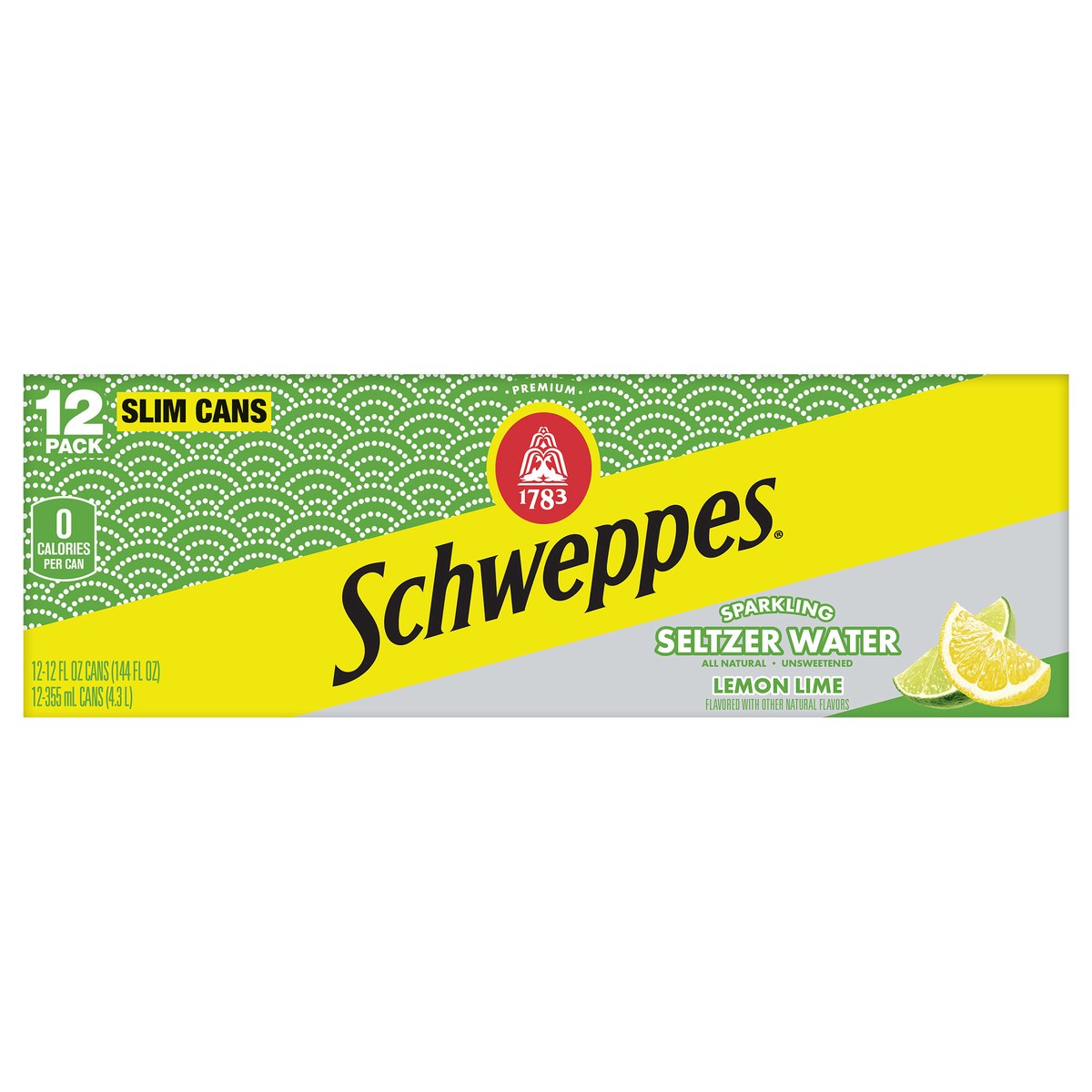 slide 5 of 12, Schweppes Lemon Lime Sparkling Seltzer Water, 12 fl oz slim cans, 12 pack, 12 ct