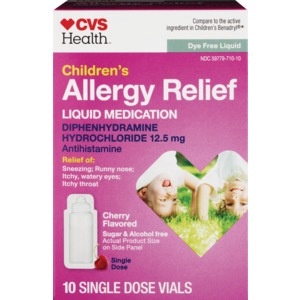 slide 1 of 1, CVS Health Children's Allergy Relief Single Dose Antihistamine Liquid, Cherry Flavor, 10 ct