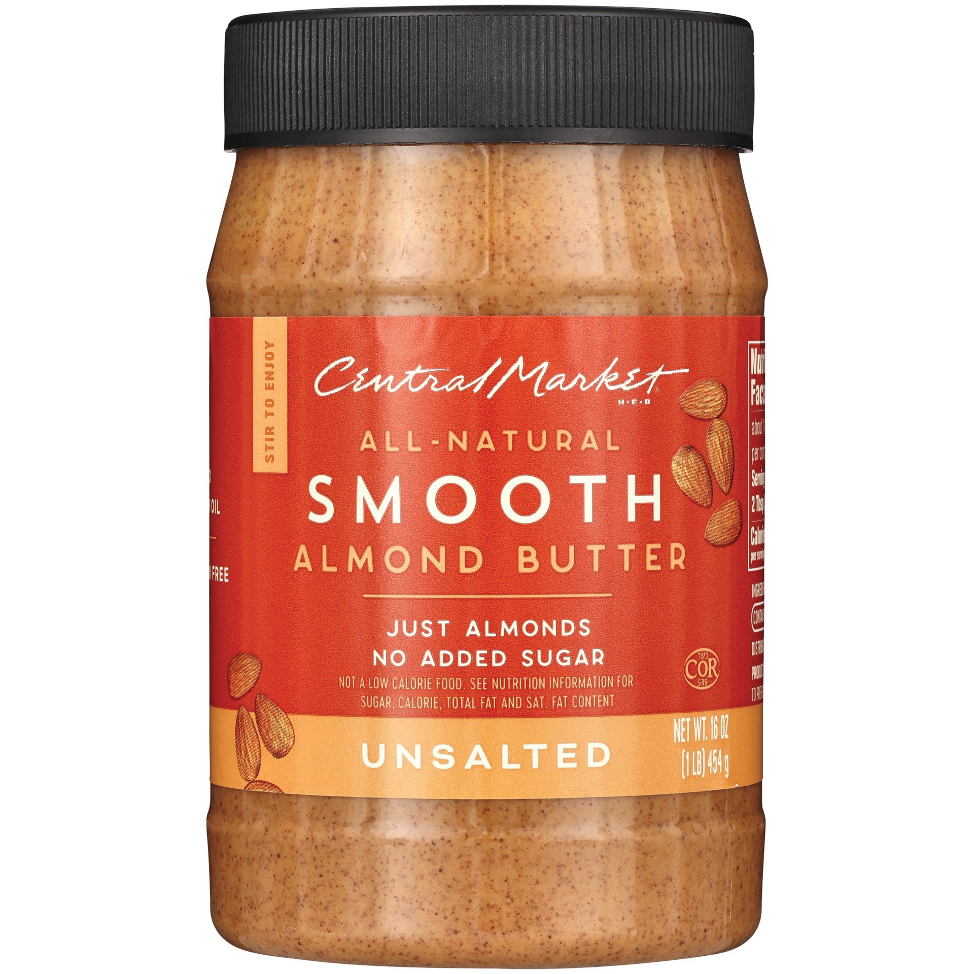 slide 1 of 1, Central Market All-Natural Smooth Almond Butter – Unsalted, 16 oz