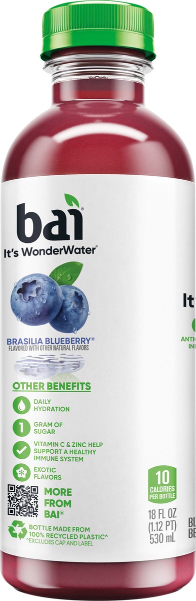 slide 12 of 12, Bai Flavored Water, Brasilia Blueberry, Antioxidant Infused Beverage, 18 Fluid Ounce Bottle, 18 fl oz