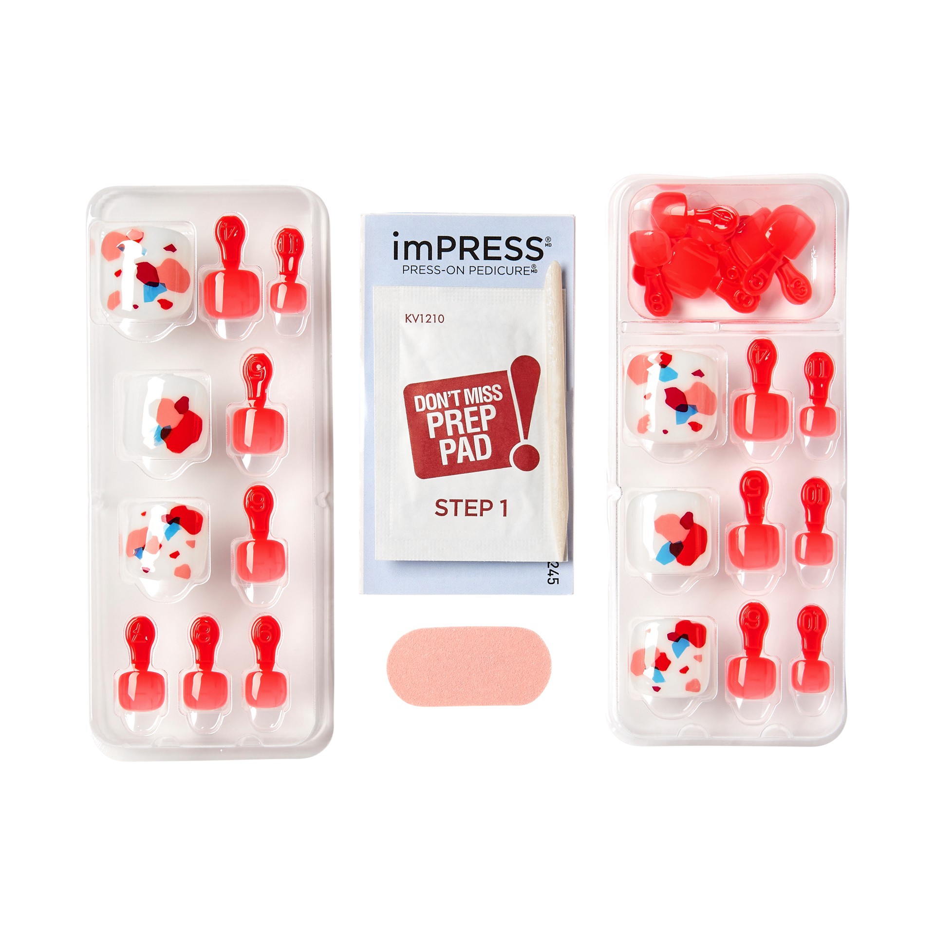 slide 3 of 5, imPRESS KISS imPRESS Press-On Toe Nails Glossy Solid Orange, Short Size, Squoval Shape, 28 pc