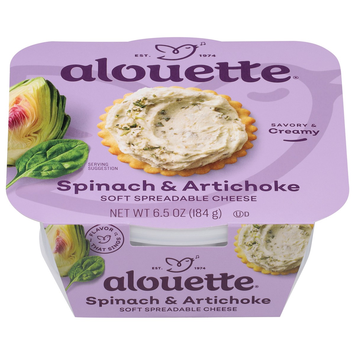 slide 1 of 9, Alouette Soft Spreadable Spinach & Artichoke Cheese 6.5 oz, 6.5 oz