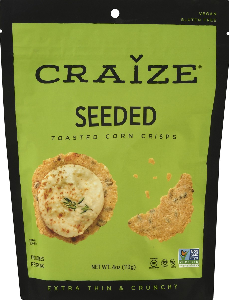 slide 3 of 9, Craize Crisps Corn Seeded, 4 oz