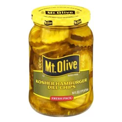 Mt. Olive Kosher Hamburger Dill Chips Pickles 16 fl oz