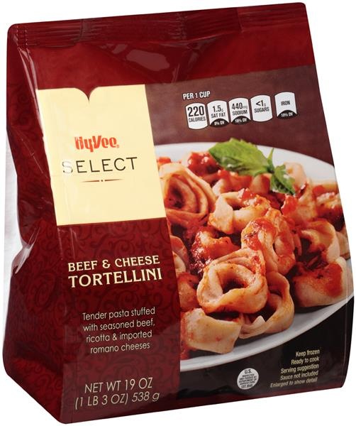 slide 1 of 1, Hy-Vee Select Beef & Cheese Tortellini, 19 oz