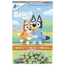 General Mills Bluey Cereal, Crispy Corn Cereal Puffs, Made with Whole Grain, 12 oz