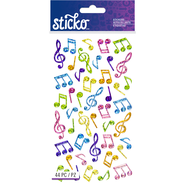 slide 1 of 1, Sticko Stickers Music Notes, 44 ct