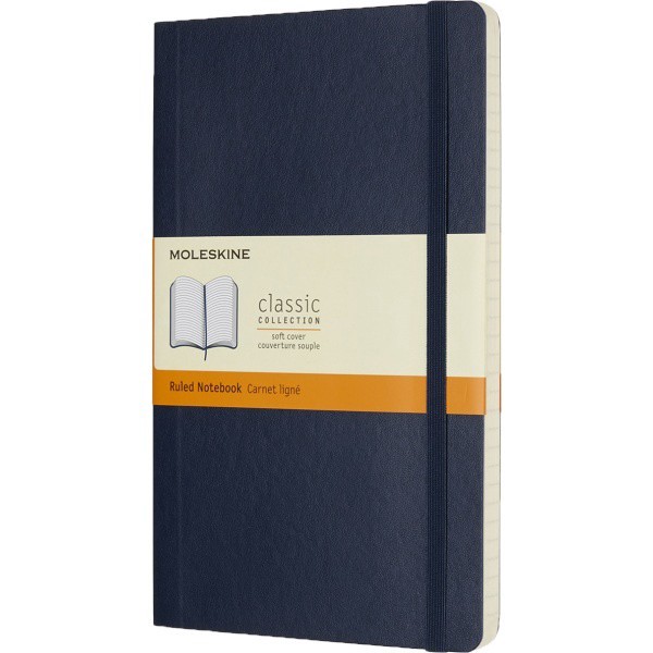 slide 1 of 5, Moleskine Classic Soft Cover Notebook, 5&Rdquo; X 5-1/4&Rdquo;, Ruled, 240 Pages (120 Sheets), Sapphire Blue, 120 ct