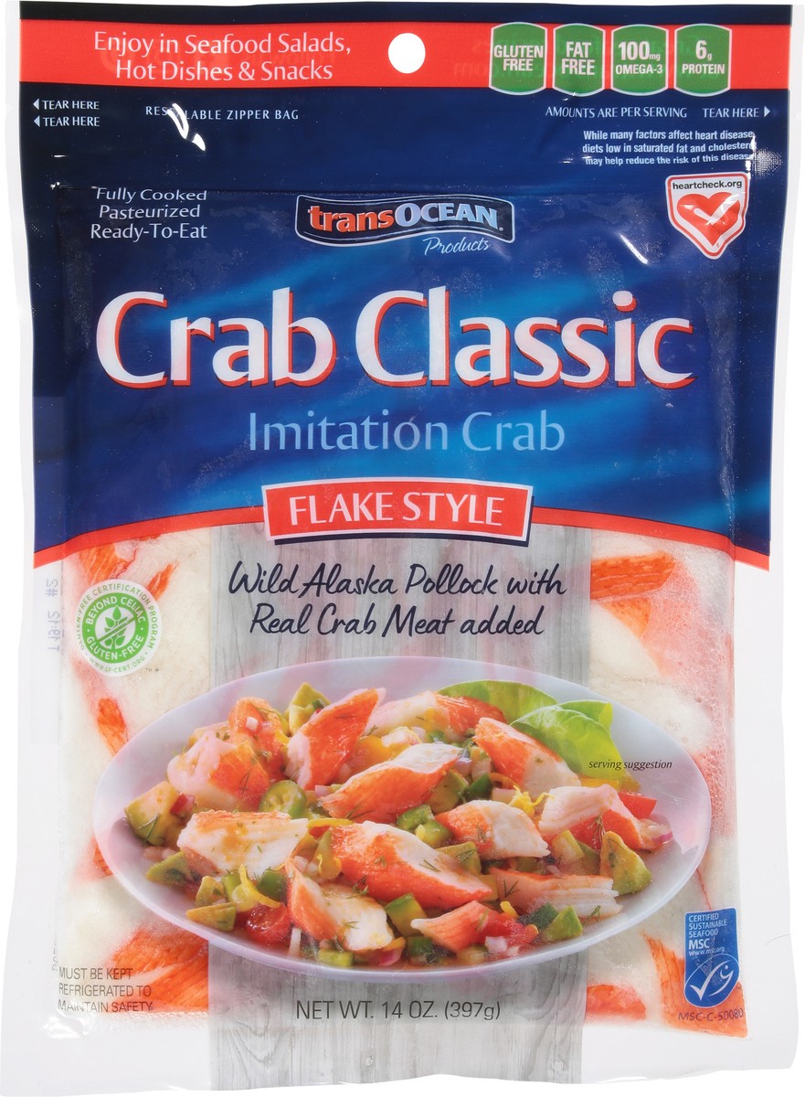 slide 3 of 9, Trans-Ocean Flake Style Imitation Crab 14 oz, 14 oz