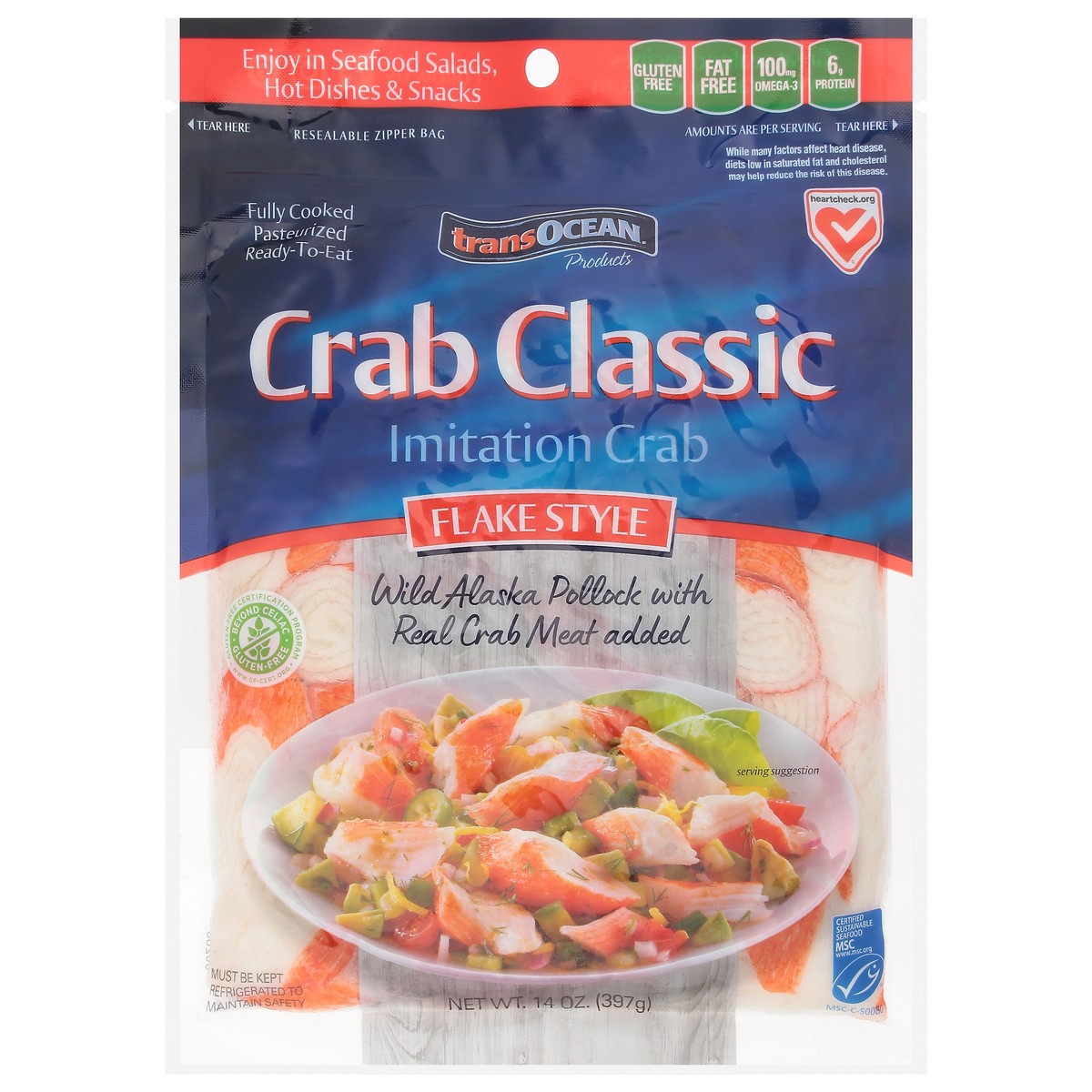 slide 1 of 9, Trans-Ocean Flake Style Imitation Crab 14 oz, 14 oz