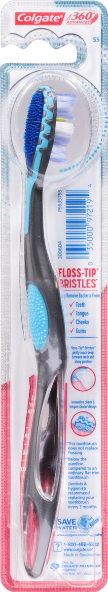 slide 8 of 9, Colgate 360° Advanced Floss-Tip Bristles Toothbrush, Medium, 1 ct