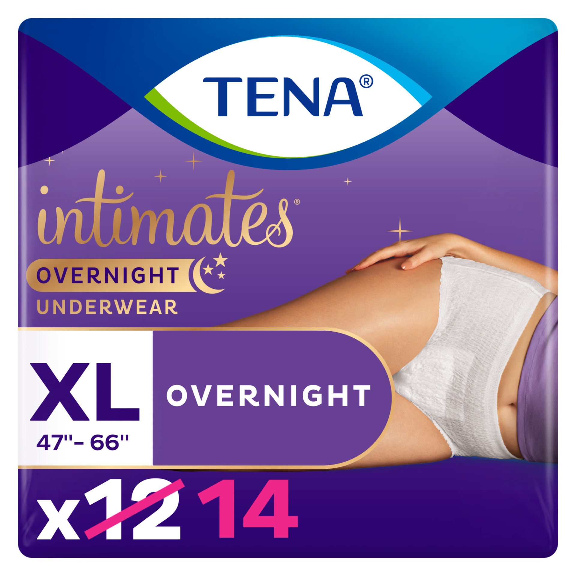 slide 1 of 1, Tena Intimates Incontinence Overnight Underwear for Women, Size Extra Large, 12+2 Bonus Pack, 10 ct