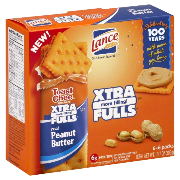 slide 1 of 1, Lance Crackers Toast Chee Xtra Fulls Peanut Butter, 6 ct; 9 oz