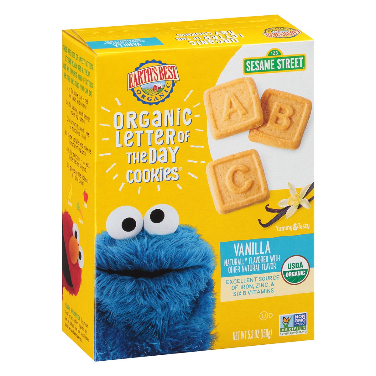 slide 2 of 8, Sesame Street Earth's Best Organic Letter Of The Day Very Vanilla Cookies, 5.3 oz
