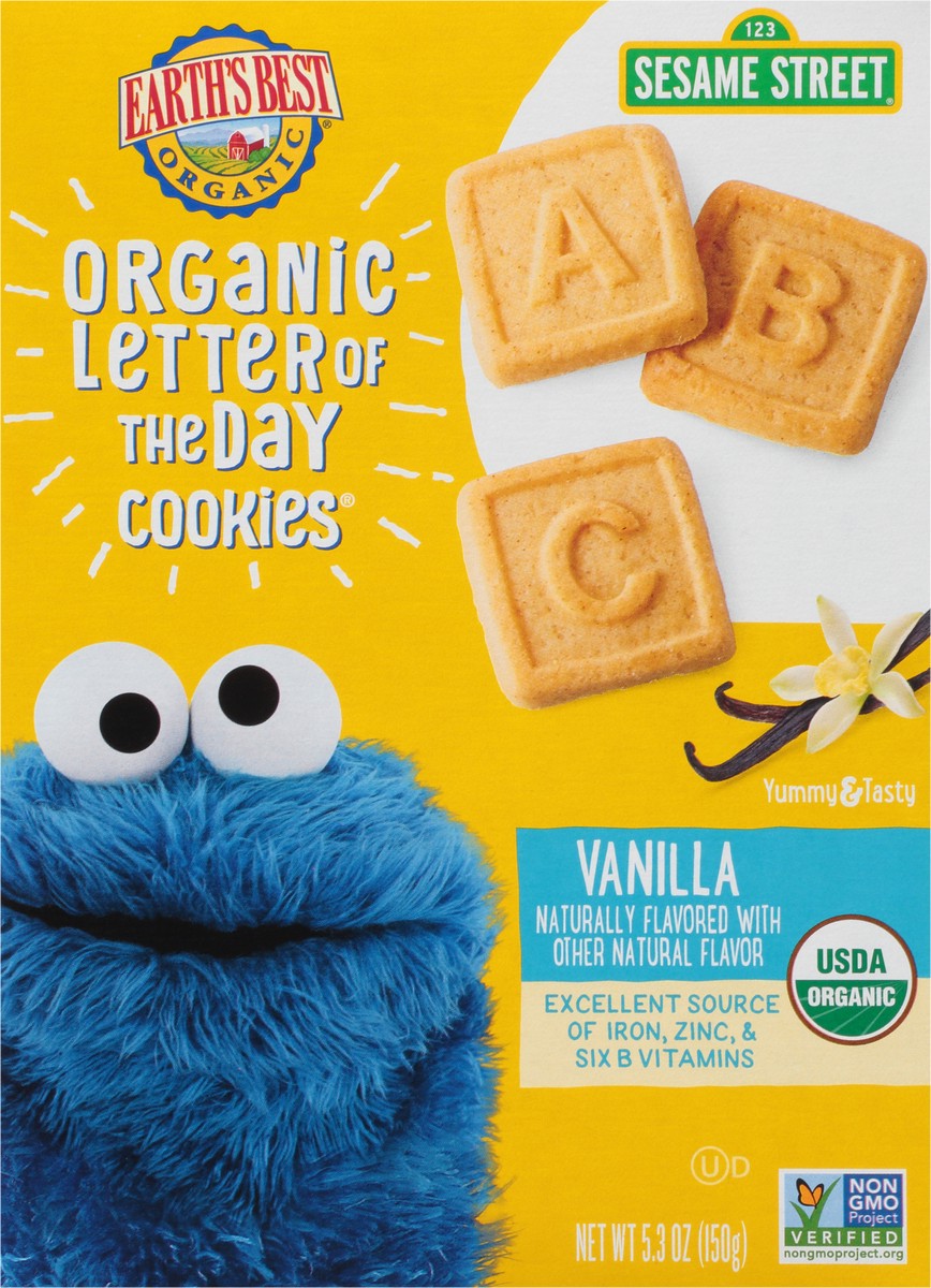 slide 5 of 8, Sesame Street Earth's Best Organic Letter Of The Day Very Vanilla Cookies, 5.3 oz